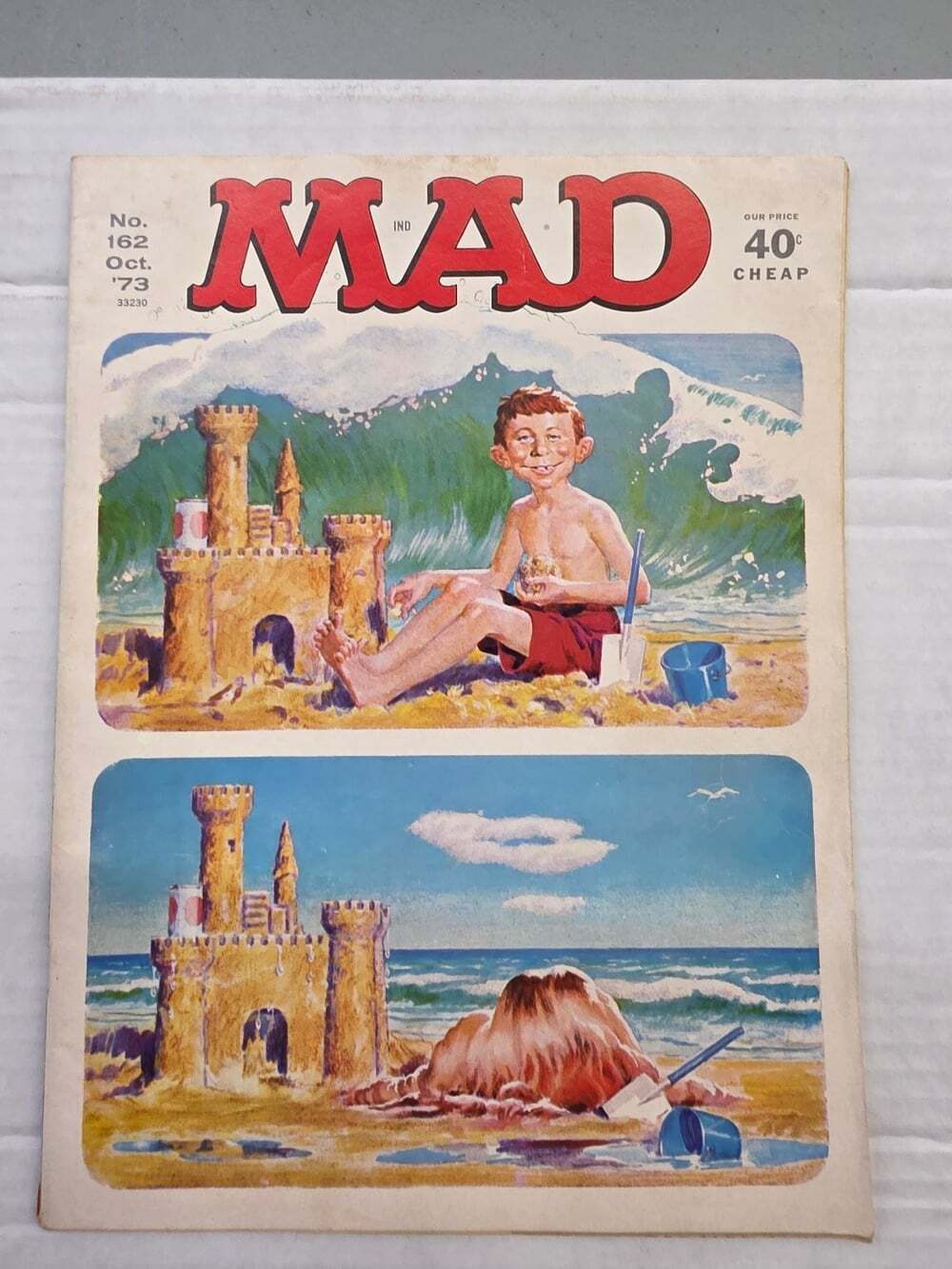 MAD Magazine October 1973 Alfred E. Neuman Sandcastle Nixon Era Humour